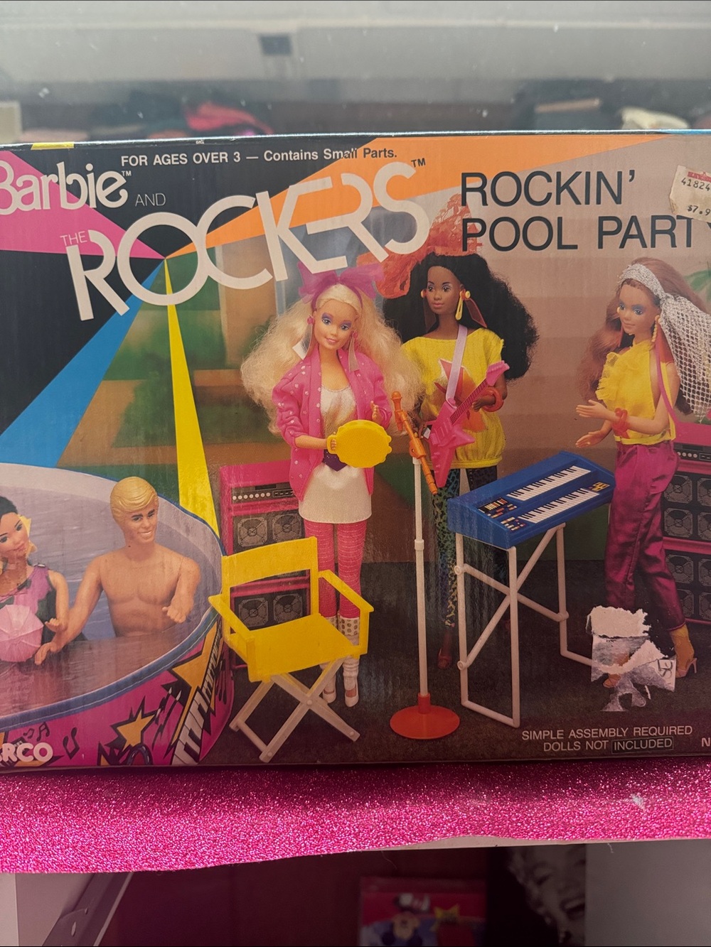 Vintage Barbie Rockers Pool Party Playset - Pink, Yellow & Blue